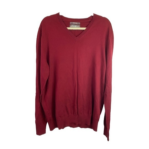 Eddie Bauer Burgundy V-Neck Cotton Cashmere Blend Sweater   ‎ Sz TL